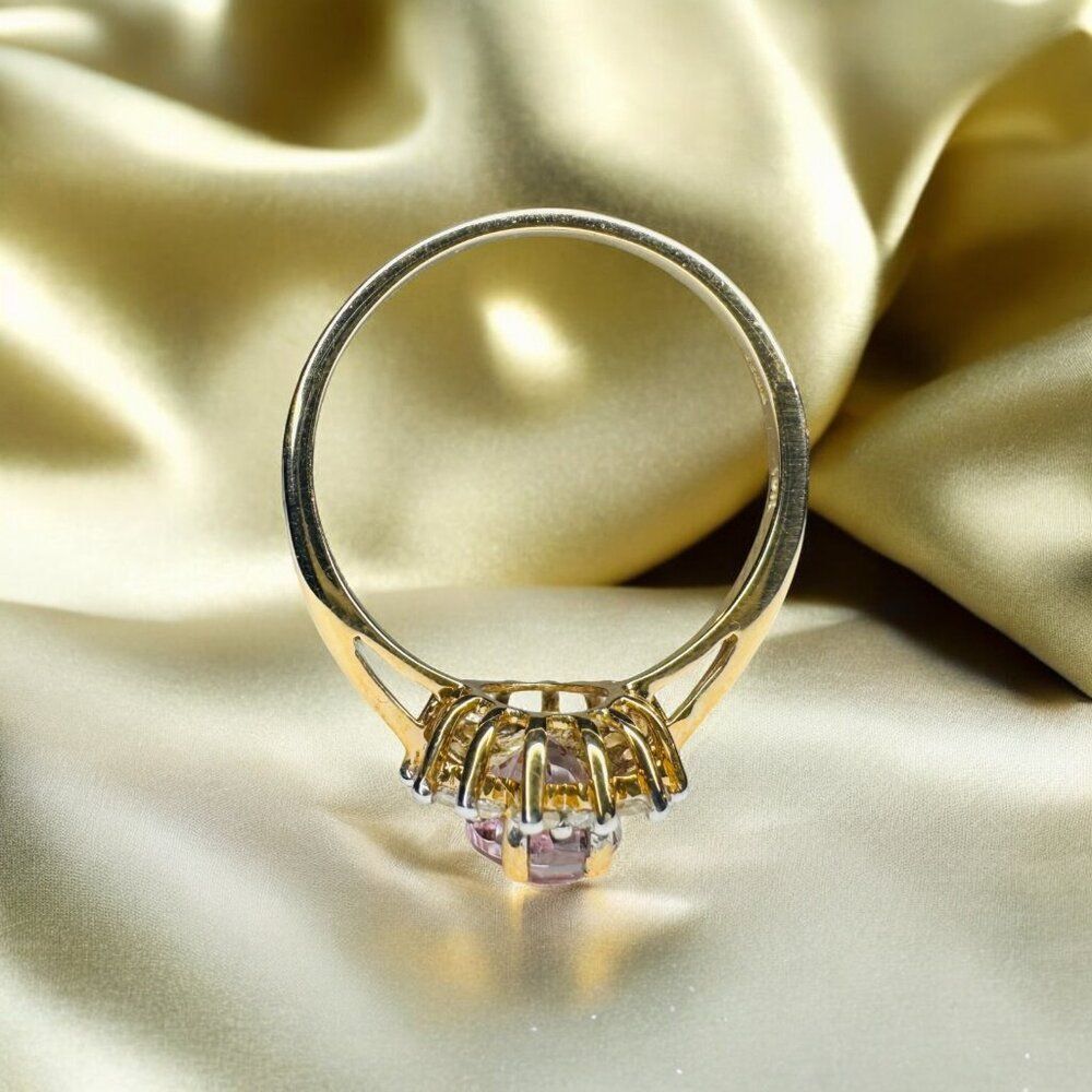 Rose De France Amethyst Ring in 10K Gold -Sz 8.25- Pink Amethyst Halo Ring -2.4g - Picture 6 of 16